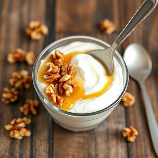 Postre de yogur griego con miel y nueces